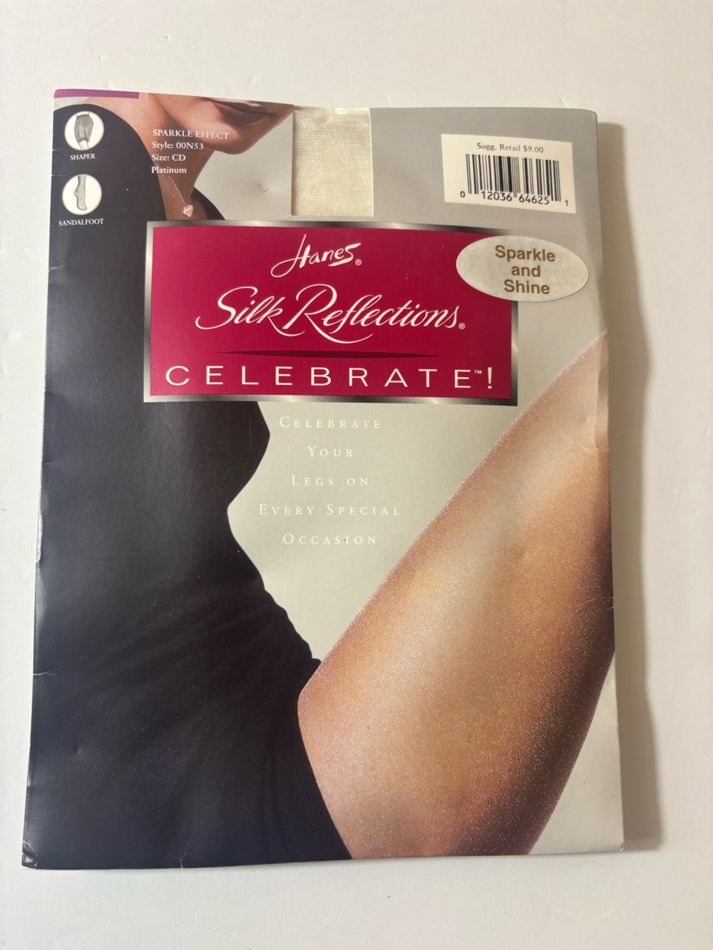 Vintage Hanes Silk Reflections Celebrate! Sparkle & Shine Effect Platinum Sz CD